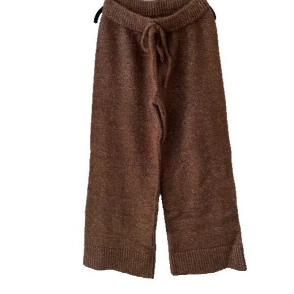 MATE THE LABEL WOMEN'S ALPACA SWEATER WIDE LEG PANTS CSN BROWN NWT M $298 - Picture 2 of 6